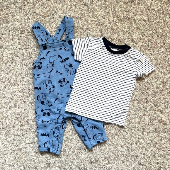 NWOT George 2-Piece Overall Set for Baby - Blue with Dogs - Picture 3 of 5
